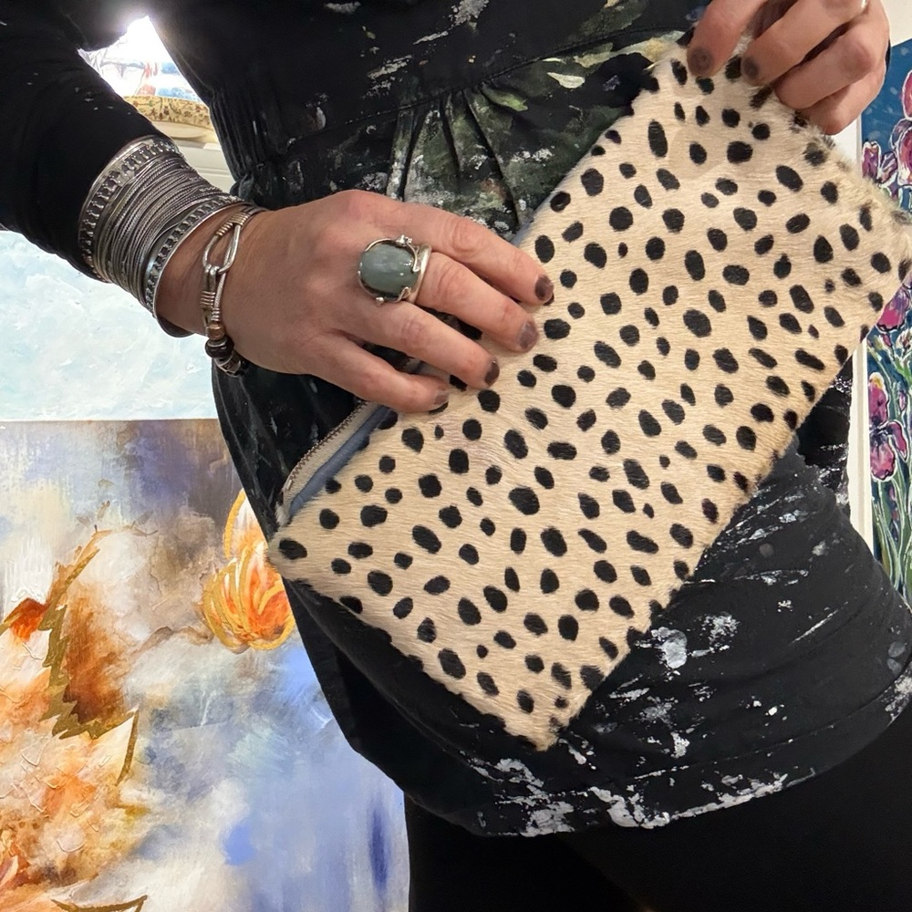 Parker and Hyde Dalmatian print clutch